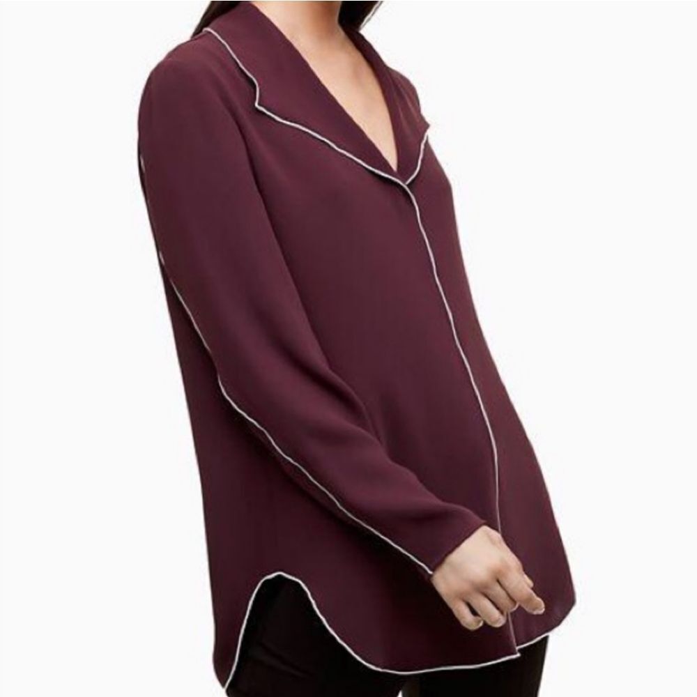 Aritzia BABATON Rena Deep Orchid Maroon Pullover Blouse US S